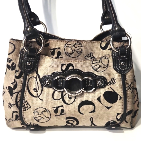 Sophia Caperelli Signature Fabric Leather Trim Shoulder Bag - Picture 2 of 16